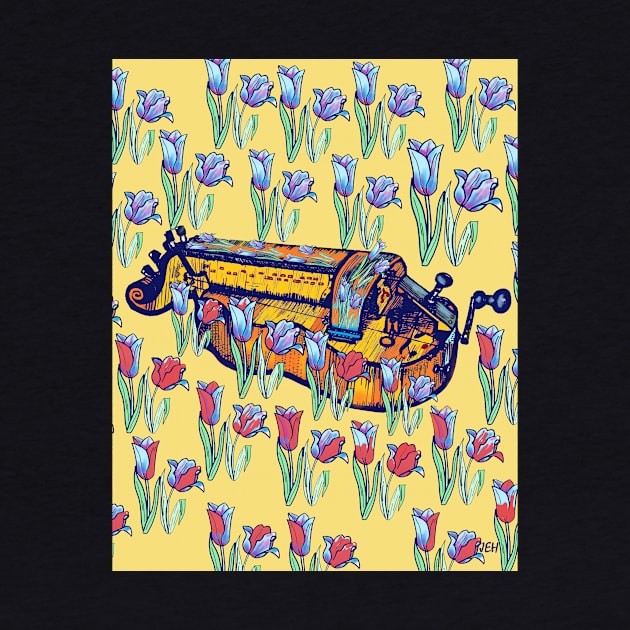 Hurdy-Gurdy with Tulips by inkle